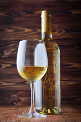 White wine bottle and glass for tasting