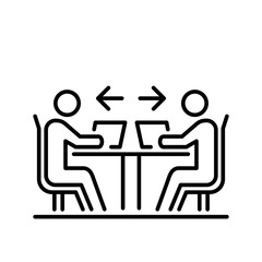 Teamwork business people icon simple line flat illustration