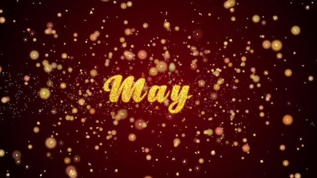 May Greeting Card text with sparkling particles shiny background for Celebration,wishes,Events,Message,Holidays,Festival