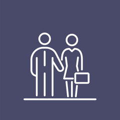 Teamwork business people icon simple line flat illustration