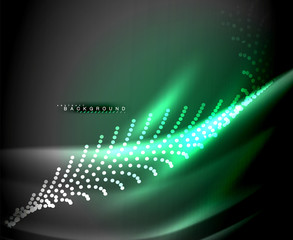 Neon glowing techno lines, hi-tech futuristic abstract background template with square shapes