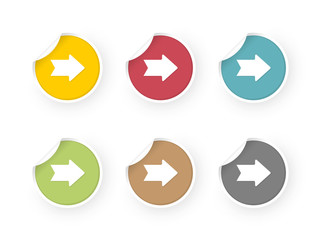 colored stickers set with arrows icon