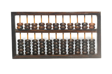 Ancient abacus made of wood isolate on white
