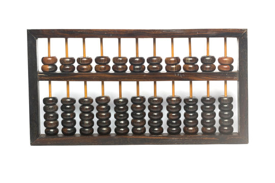 Ancient abacus made of wood isolate on white
