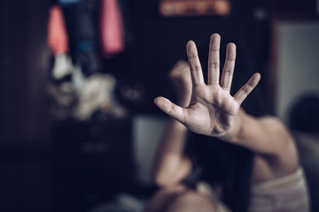 Human trafficking concept, End to violence against women.