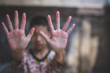 Violence in the lives of children, End violence against children concept, Children trafficking...