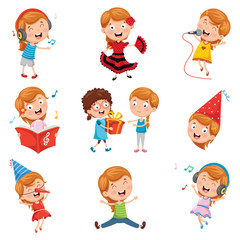 Vector Illustration Of Little Girl Party