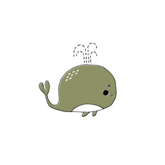 Vector hand drawn whale