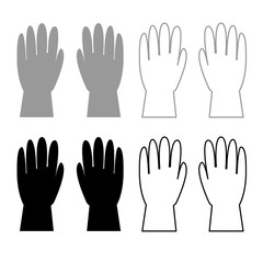 Working gloves icon outline set grey black color