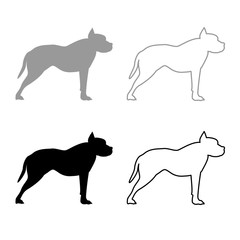 Pit bull terrier icon outline set grey black color