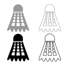 Shuttlecock icon outline set grey black color