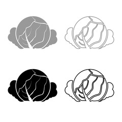 Cabbage icon outline set grey black color