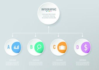 Business infographic template with 4 options, Abstract elements diagram or processes and business flat icon, Vector business template for presentation.Creative concept for infographic.