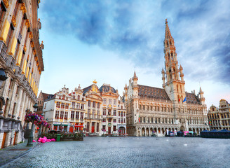 Brussels - Grand place at night, nobody, Belgium