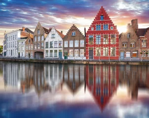 Foto op Canvas Brugge bij dag, de historische stad van België © TTstudio