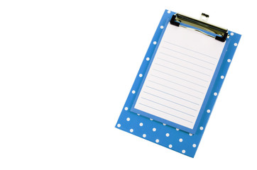 Clipboard with sheet isolated on white