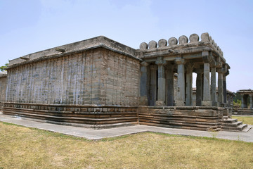 Fototapeta na wymiar Side view of Shantinatha Basadi, Basadi Halli jain temple complex, Karnataka