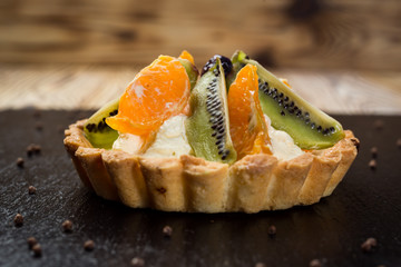 Fresh homemade fruit tart with fruits