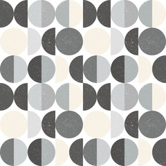 Modern vector abstract seamless geometric pattern with semi circles and circles in retro scandinavian style © dinadankersdesign