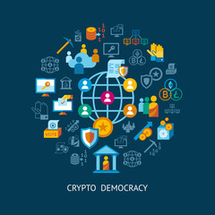 Crypto democracy icons set