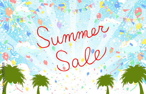 Summer Sale 椰子の木 花火 紙吹雪 Wall Mural Wallpaper Murals Kid A Summer Sale 椰子の木 花火 紙吹雪 Wall Mural Wallpaper Murals Kid A
