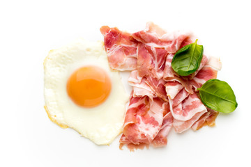 Eggs and baconon on the isolated background.