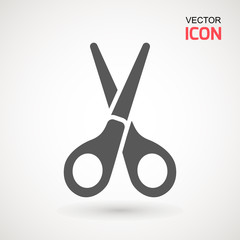 Scissors icon. Cutting scissors icon. Vector illustration. Isolated on white background. Web design element