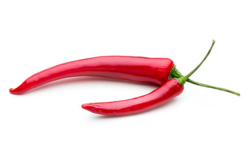 Red chilli pepper isolated on a white background.