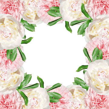 Beautiful floral background with peonies and carnations 