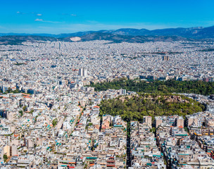 Beautiful aerial view over the city of Athens in Greece on a bright summer day