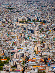 Beautiful aerial view over the city of Athens in Greece on a bright summer day