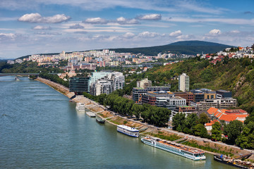Naklejka na ściany i meble Bratislava City At Danube River In Slovakia