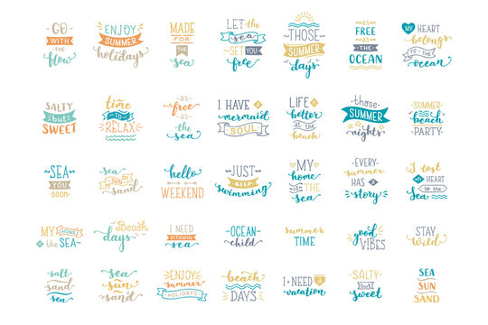 Vector hand-drawn lettering on sea / ocean theme.