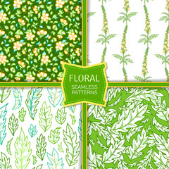 Vector seamless set of floral patterns.