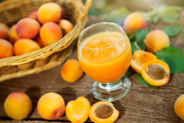 Healthy apricot juice in glass