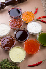 Different types of sauces background