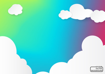 Blue sky with Colorful clouds. Vector illustration.