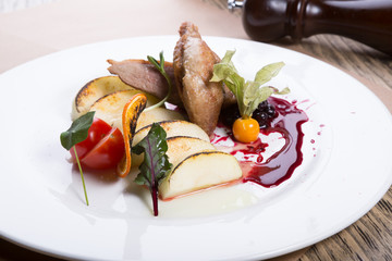 Roasted and sliced duck meat