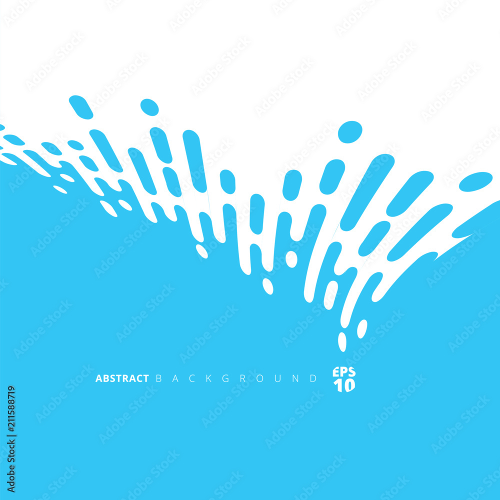 Sticker abstract blue rounded lines halftone distort transition.