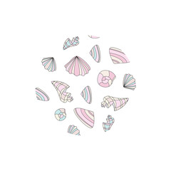 Seamless pattern of seashells