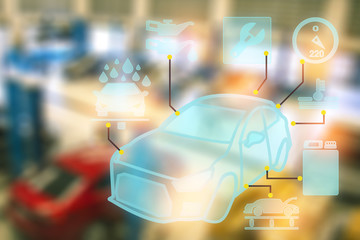 car with icon car technology for transportation business digital and automobile