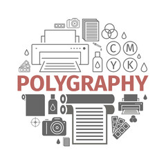 Printing polygraphy banner. Vector infographic.