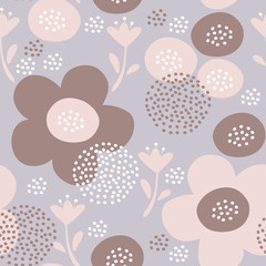 Flower seamless pattern. Beautiful textile background in pastel color. Can be used for gingham background, cover, print on tile, web, banners, wallpaper, wrapping paper, corporate identity. EPS10.