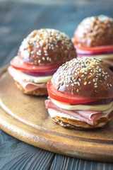 Sandwiches with cheese and ham