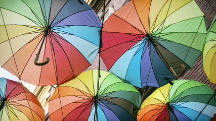 Street Decorated With Rainbow Color Umbrellas, Istanbul, Turkey © Özgür Güvenç