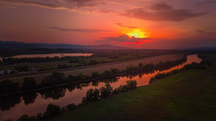 Sunset on Sava river