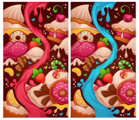 Little Cakes Shop, two variations of level map for your mobile game