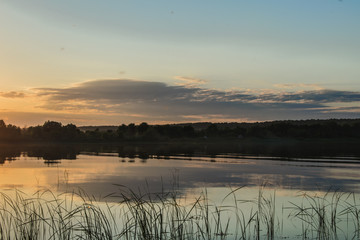 Sunset at Volga river in Kazan, Russia