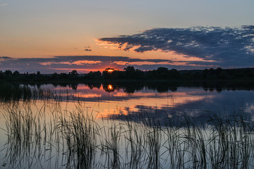 Sunset at Volga river in Kazan, Russia