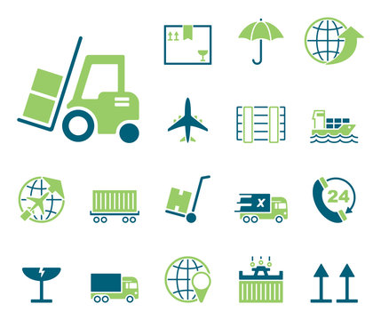 Logistik & Vertrieb - Iconset (in Blau/ Gr&uuml;n) 